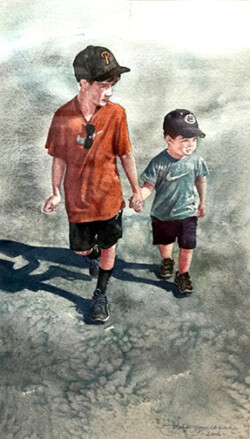 Portrait Art Jim Prokell Studio Jack and Duke Walking