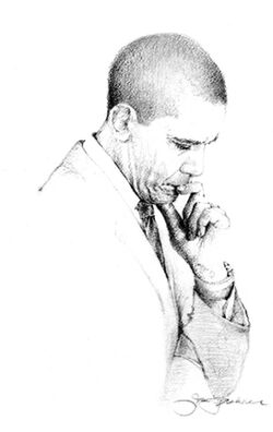 Obama Black and White Portrait - Jim Prokell Studio